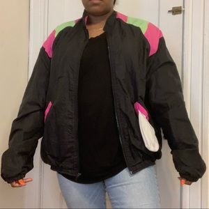 90s Black/Multi-color Vintage Windbreaker